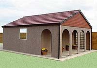 'Windsor' garage, with arched veranda extension